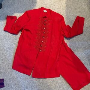 R & M Richards Red Pantsuit